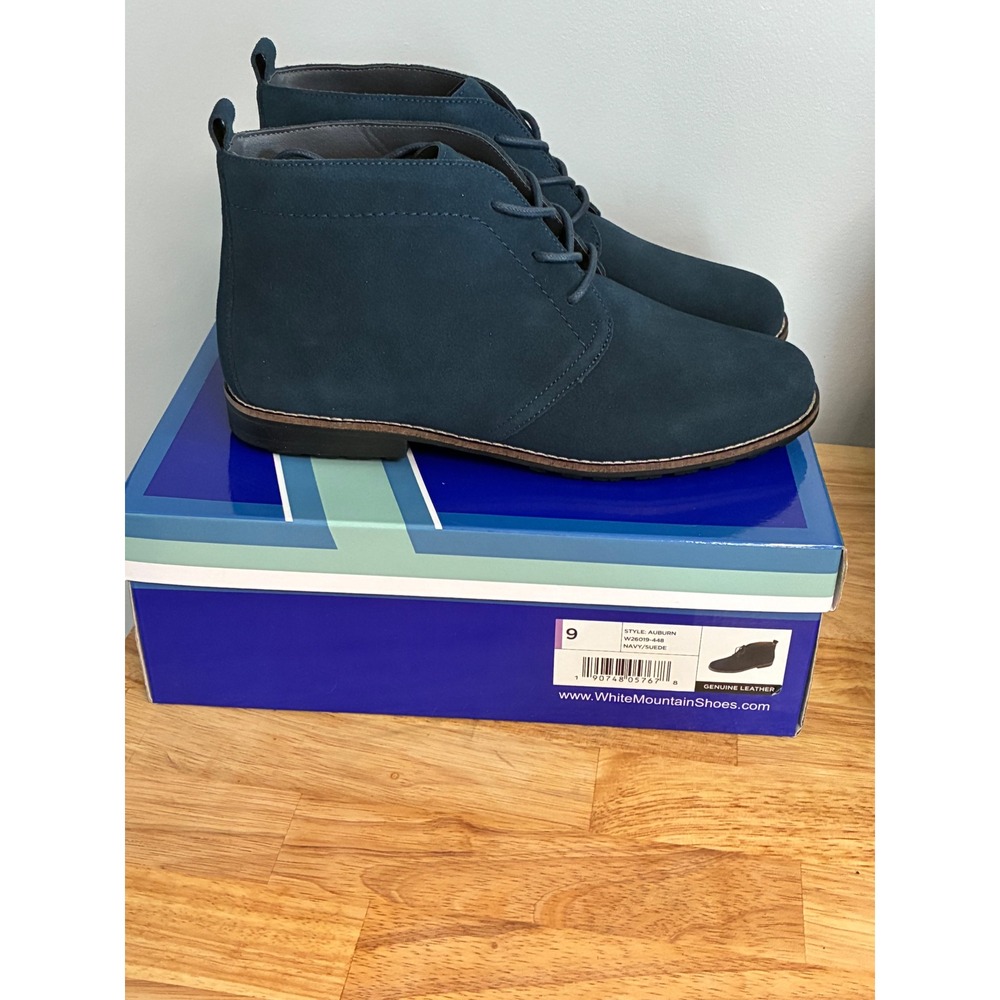 White Mountain Auburn Navy Suede Leather Lace Up Ankle Lug Booties - Size 9 - Picture 5 of 14